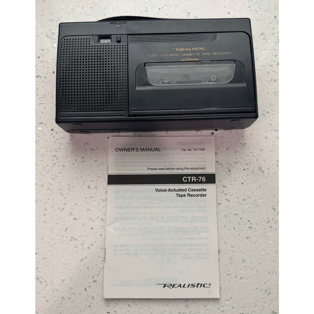 Vintage Realistic CTR-76 Cassette Recorder 14-1156 w/ AC Adapter and Manual - Picture 8 of 8